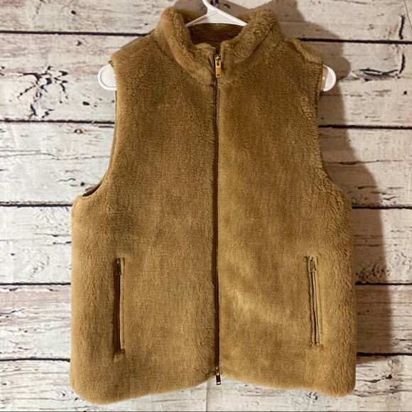 J. Crew Brown Teddy Plush Fleece Excursion Vest - Picture 3 of 13